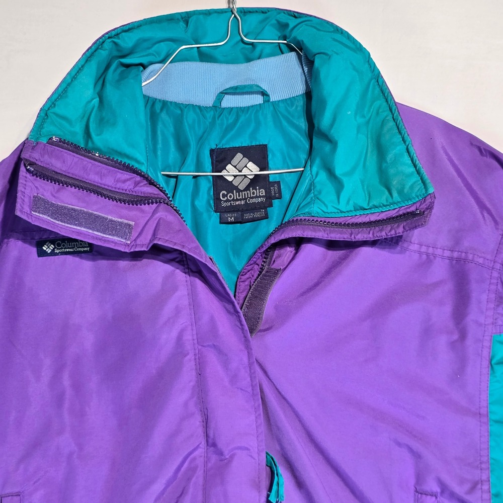 Vintage Columbia Bugaboo Jacket Womens Medium Purple Teal Colorblock 90s Shell - Picture 5 of 16